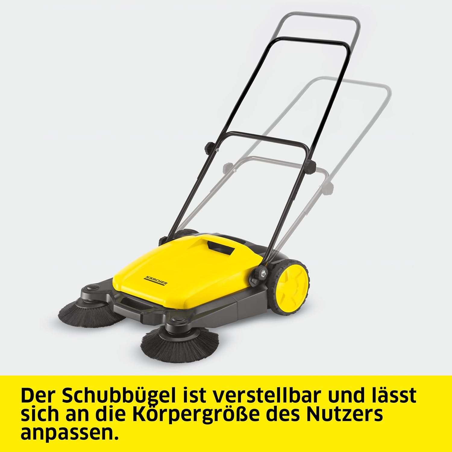 Kärcher Kehrmaschine S 3 Twin 2-in-1, Arbeitsbreite: 650 mm, bis zu 1.800 m²/h Fläche, Kehrgutbehälter: 16 l, Gewicht: 9,7 kg, 2 Seitenbesen für trockenen Schmutz, 2 Seitenbesen für feuchten Schmutz
