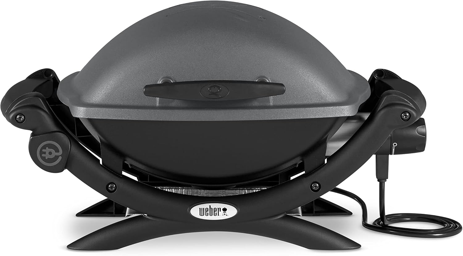 Weber Q1400 Elektrogrill, 43 x 32cm Grillfäche, portabler BBQ Grill, 2-geteilter porzellanemaillierter Guss-Grillrost, Aluminiumguss Deckel & Gehäuse - Dark Grey (52020079)