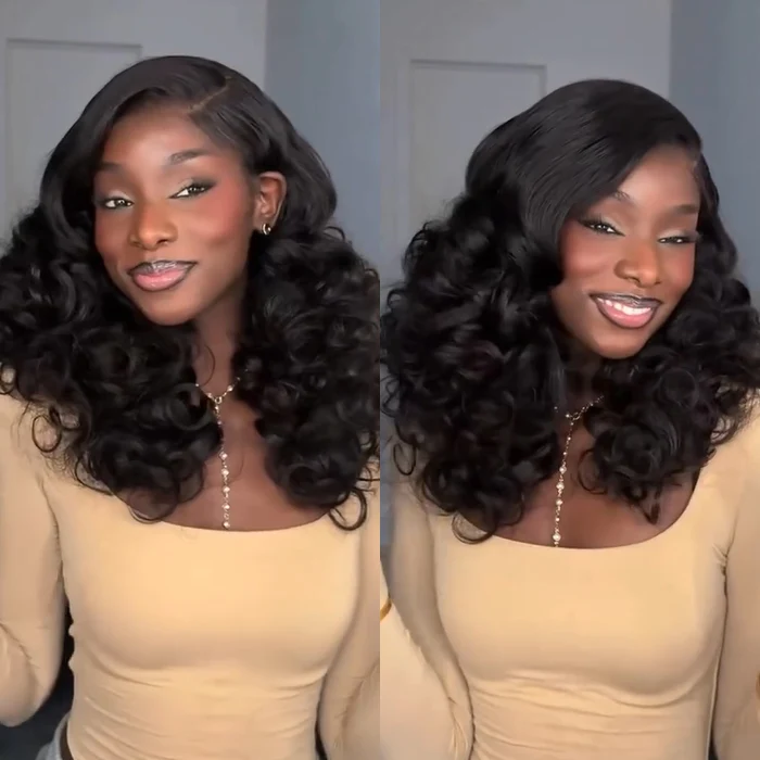 Bouncy & Fluffy Glueless Funmi Curly Luxurious Human Hair Wig Pre-Bleached Knots Pre-Cut Lace 8x5 13x6 Full HD Lace Thick Wavy Wig