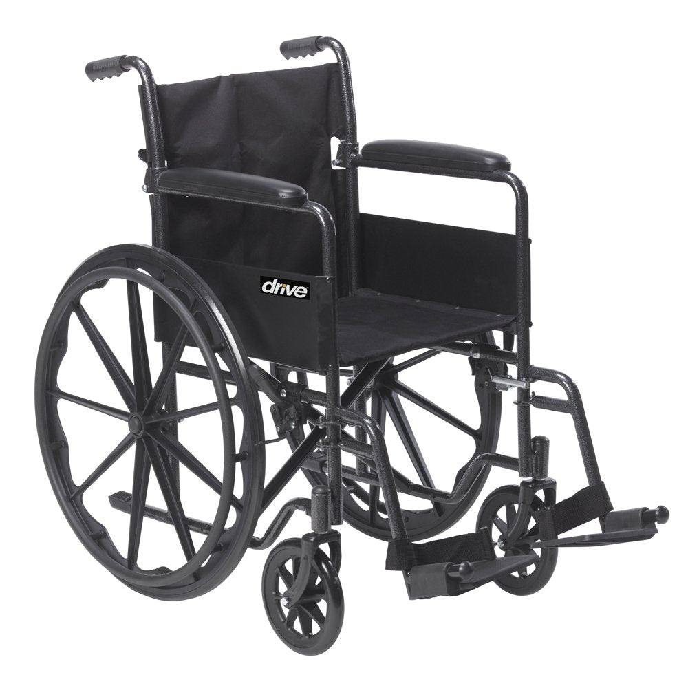 Carrozzina Drive Medical Silver Sport 1 con braccioli completi e poggiapiedi rimovibile girevole