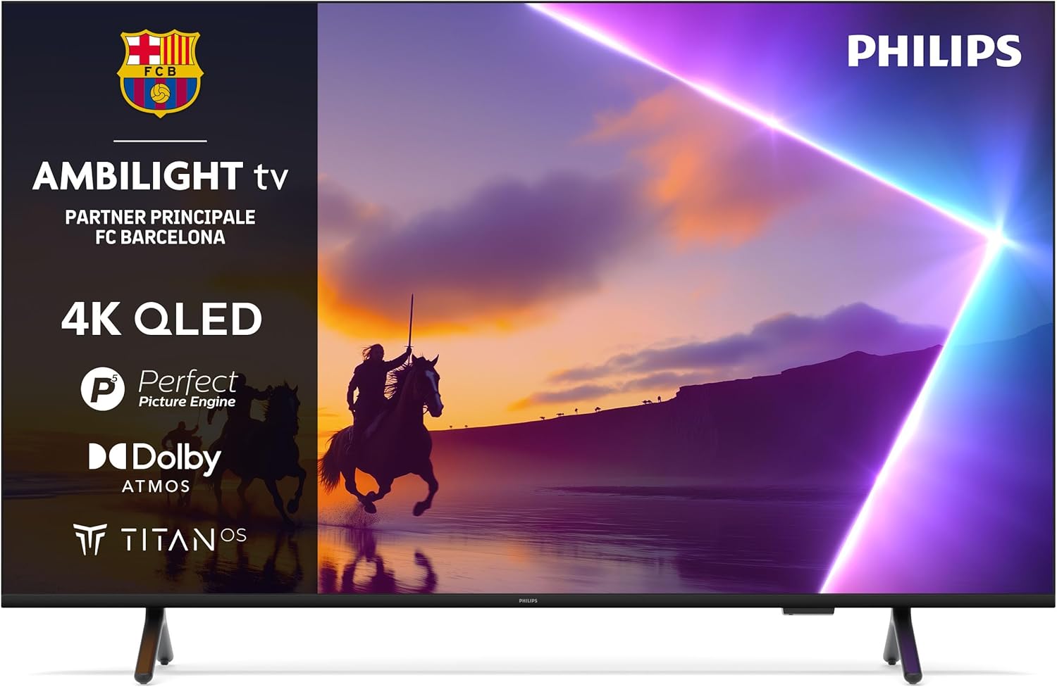 Philips Ambilight 43PUS8510 4K QLED Smart TV - Display 43'' con piattaforma Titan OS, Pixel Precise Ultra HD e Dolby Atmos Sound - Funziona con Alexa e  Voice Assistant