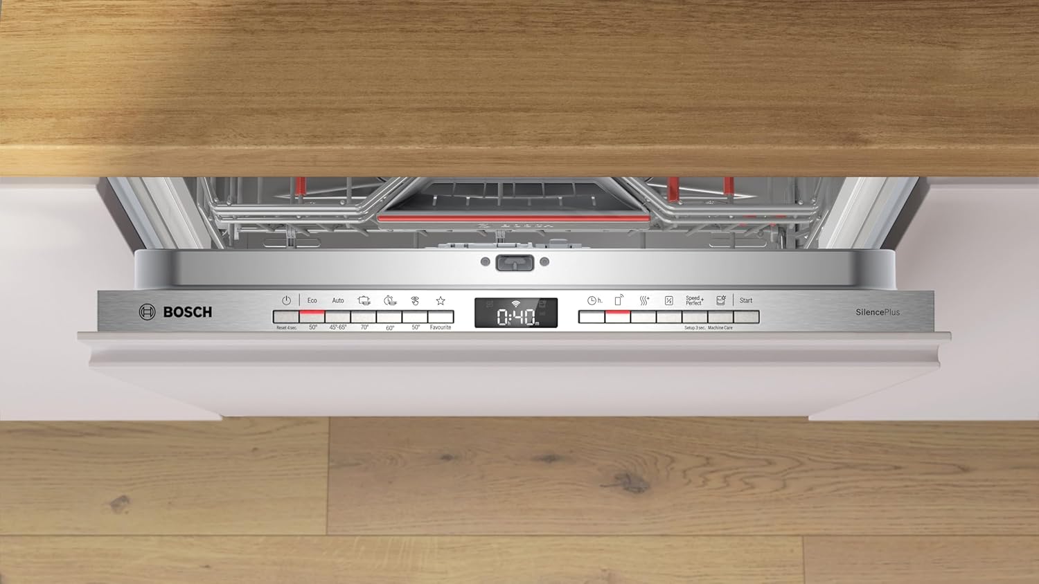 SMV4ECX31E Serie 4, Lavastoviglie da incasso a scomparsa totale, Home Connect, Extra Clean zone: lavaggio intenso per lo sporco più ostinato, Diagnostica da remoto, TimeLight, 60 cm