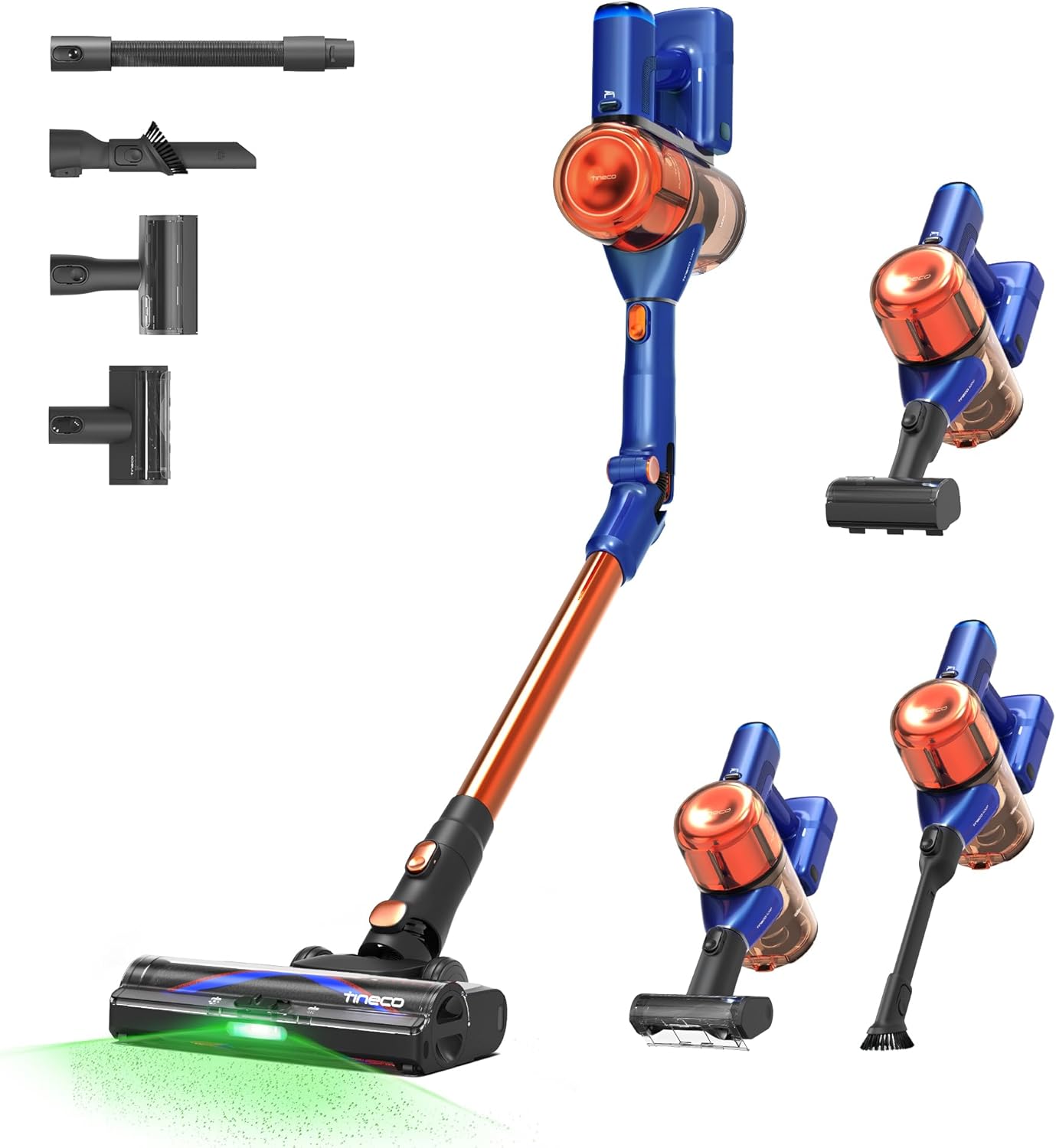 Tineco PURE ONE S70 aspirapolvere senza fili200 AW, LED, sistema di pulizia 3DSense Pro, filtro a 6 livelli fino a 95 min, pennello ZeroTangle, Aspiratore manuale intelligente senza cavo(Orange)