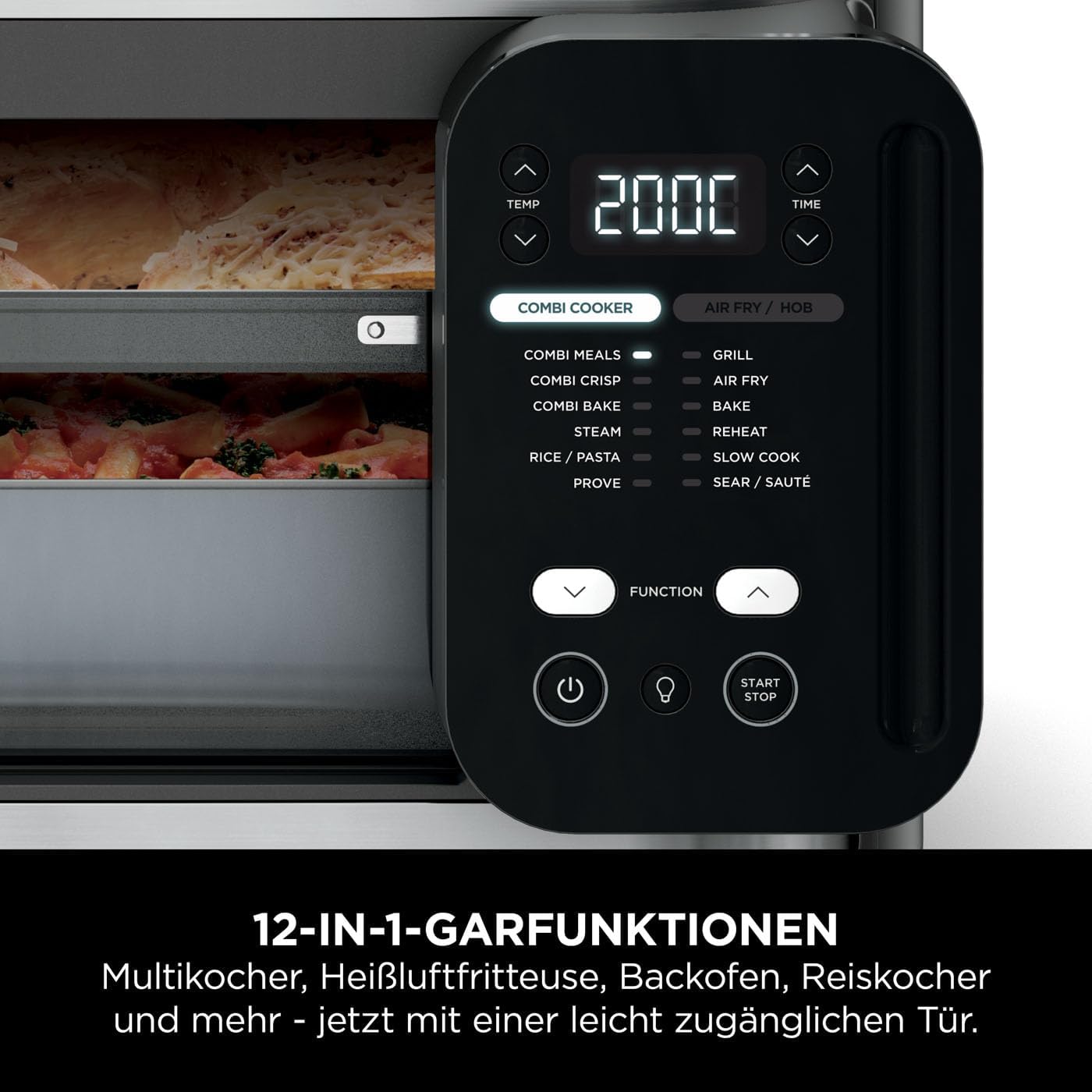 Ninja Combi 12-in-1 Multikocher, Ofen & Heißluftfritteuse, 12 Kochfunktionen, Air Fryer & Grillen Zubereitung in 15 Min*, mit Backblech, Pfanne, Crisper Gittereinsatz, Rezeptanleitung, Grau, SFP700EU.