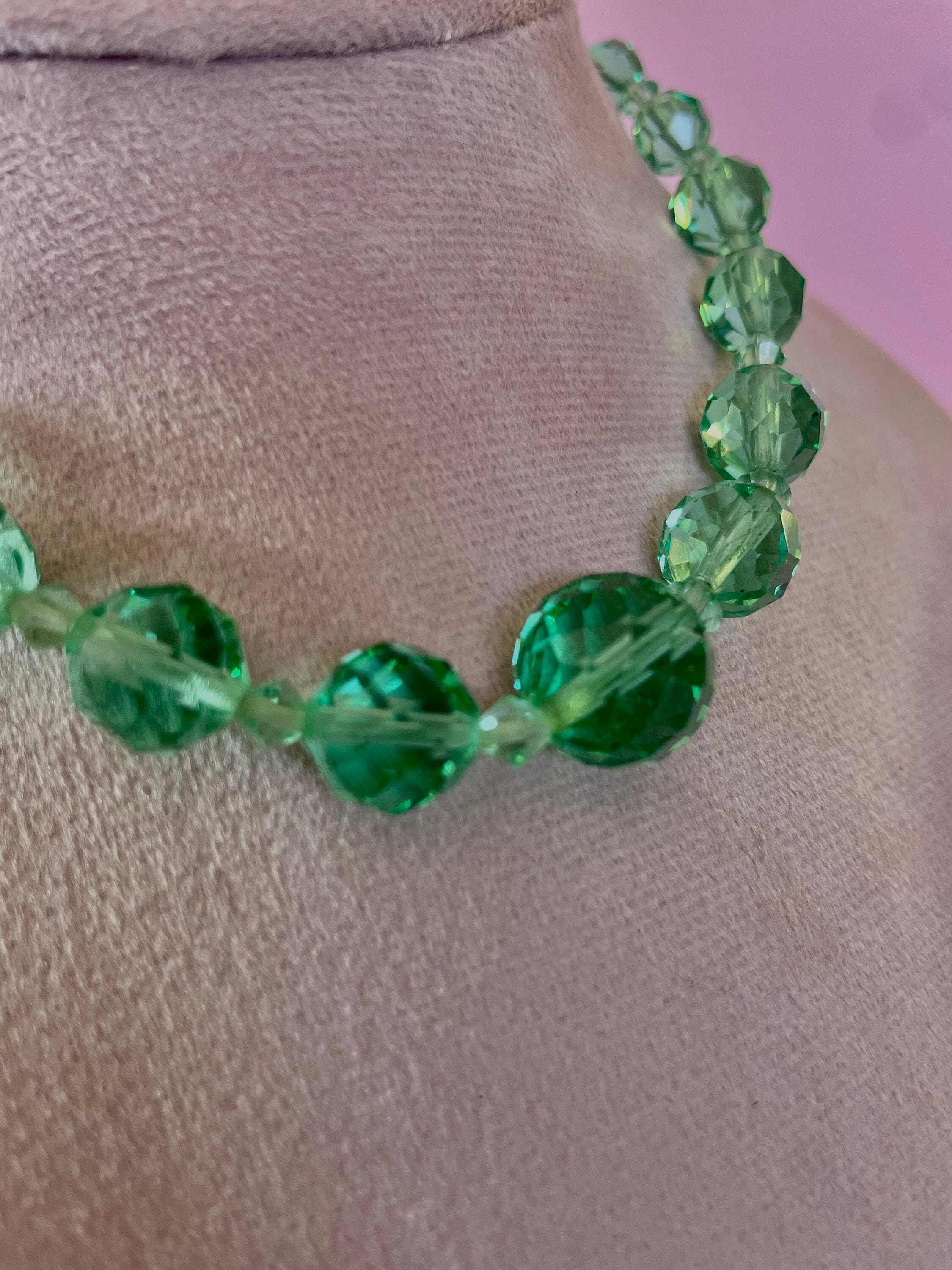 1940s Small Girls Czech Glass Graduated Necklace
