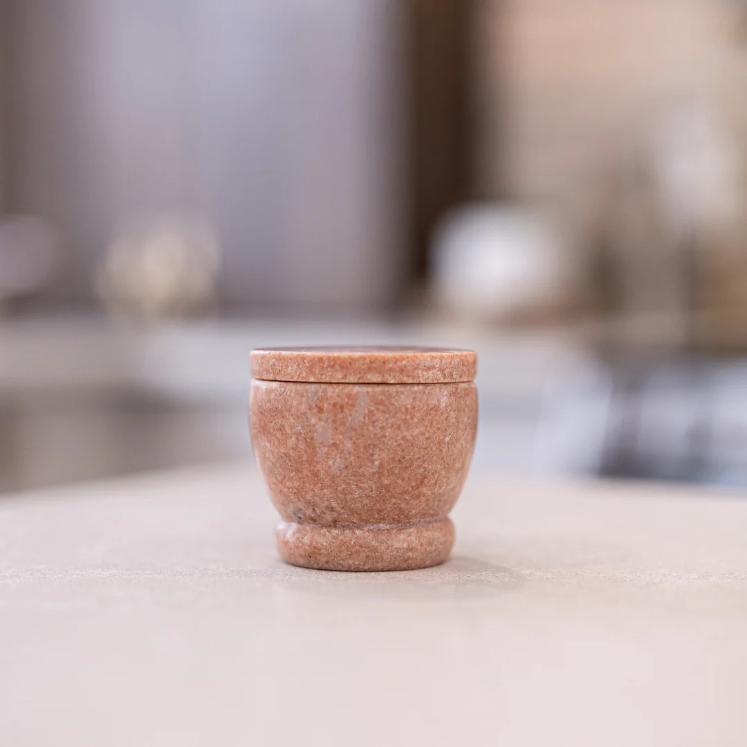 Pink Marble Lidded Salt Cellar