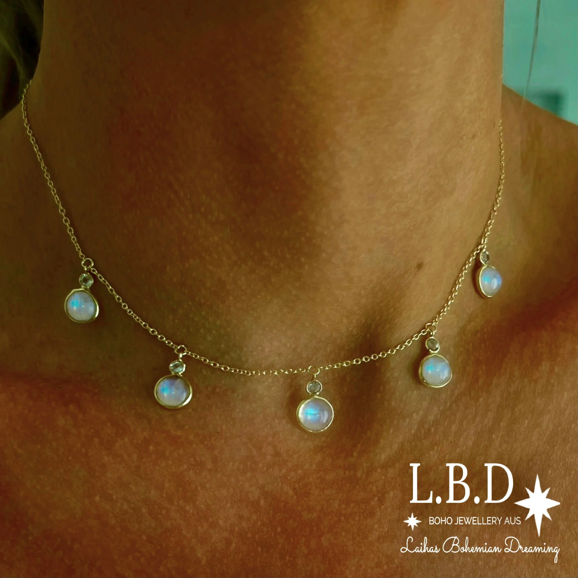 Laihas Eternal Gold Topaz and Moonstone Choker Necklace