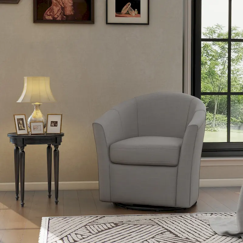 Modern Upholstered Swivel Barrel Chair Living Room Accent Chair
