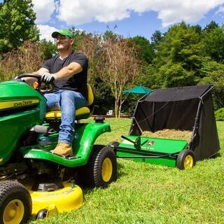 John Deere 42″ trailed lawn sweeper, 24 cubic foot capacity, adjustable brushes