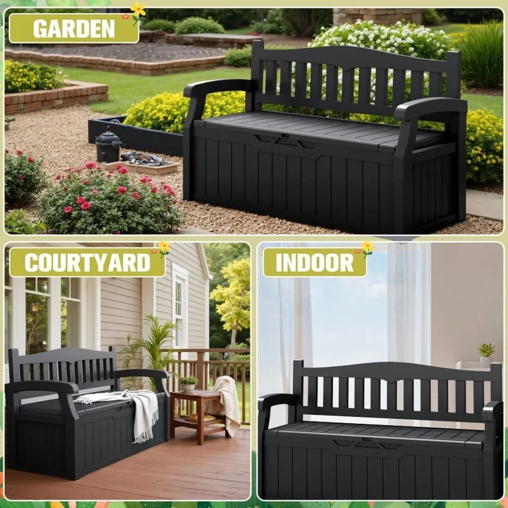 Devoko 82 Gallon Storage Patio Bench and Deck Box Organization Storage Combi for Patio,Garden