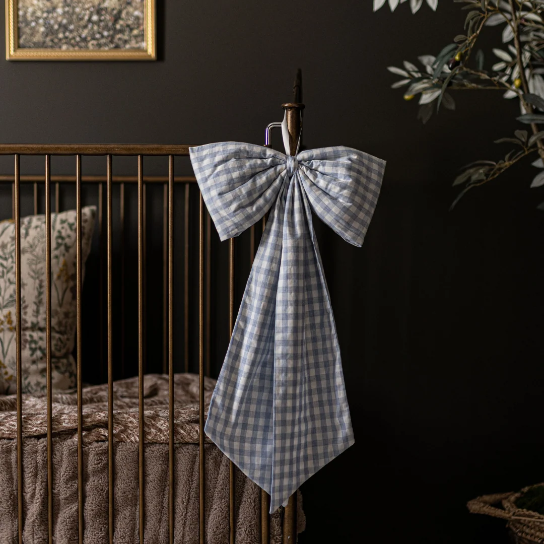 Baby Blue Gingham Fabric Bows
