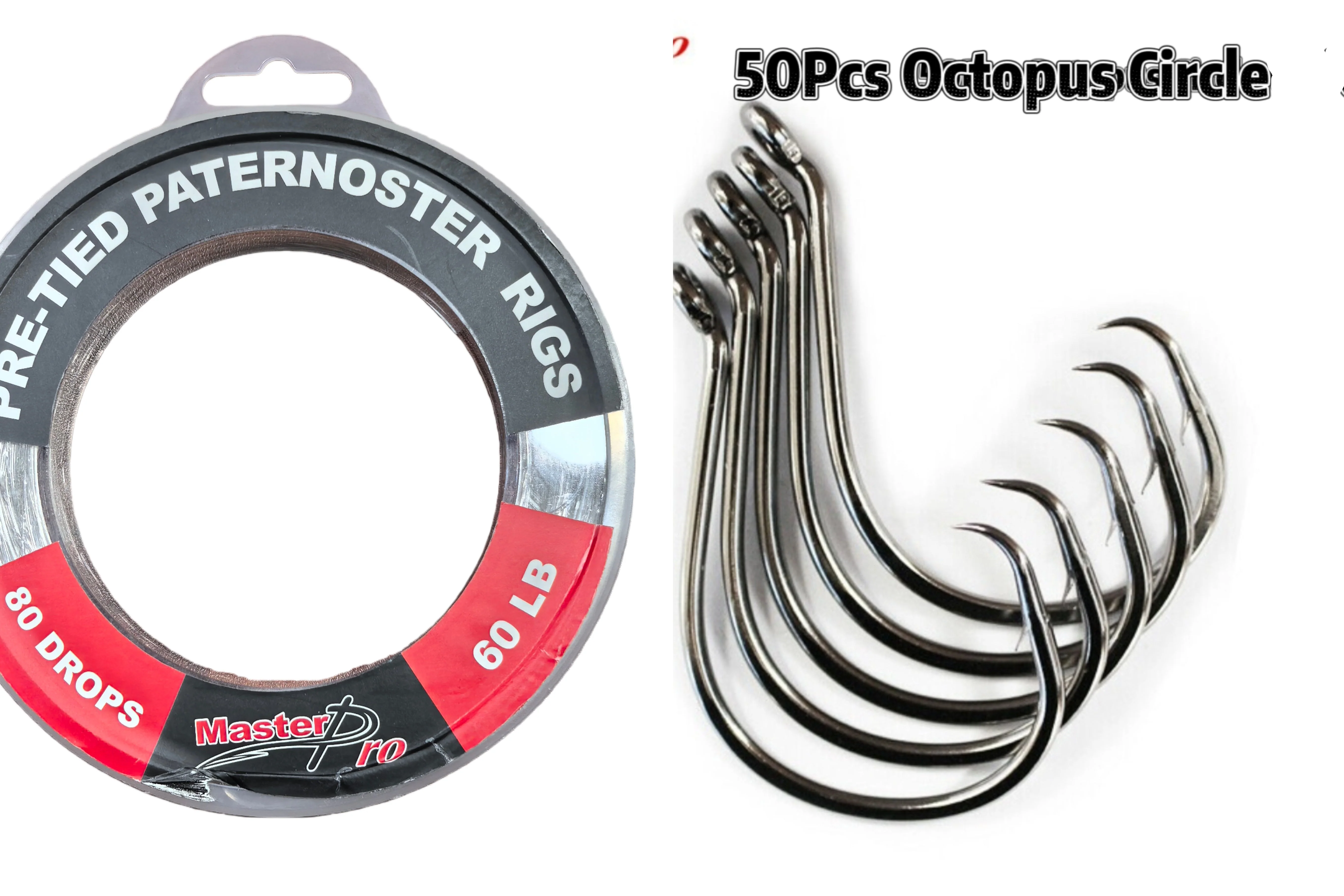 MASTERPRO 60LB Pre-Tied Paternoster Fishing Rigs �?20 Rigs per Spool, 80 Drops With $10 Hooks FREE!