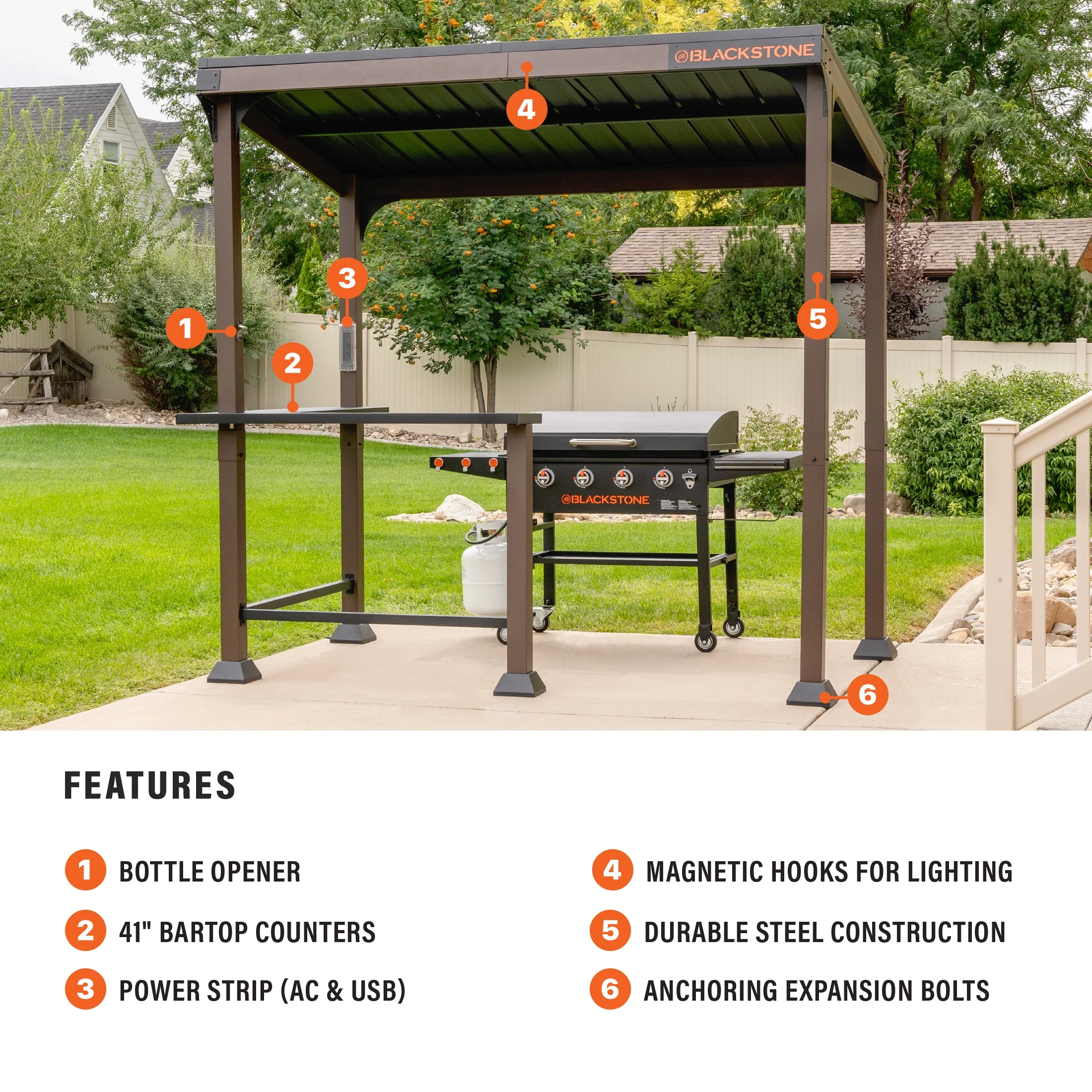 Blackstone 5' x 8' Outdoor Griddle/Grill Pavilion Grill Gazebo
