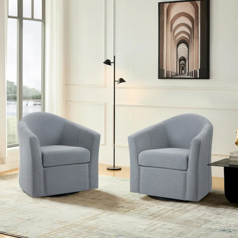 Modern Upholstered Swivel Barrel Chair Living Room Accent Chair