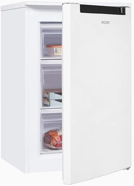 Exquisit fagyasztó | 87 l hasznos térfogat, 85,5 cm magasság, C energiaosztály, 40 dB(A) | 4 csillagos fagyasztás, kézi hőmérséklet-szabályozás, kézi leolvasztás, megfordítható ajtónyitás | GS581-040Cweiss