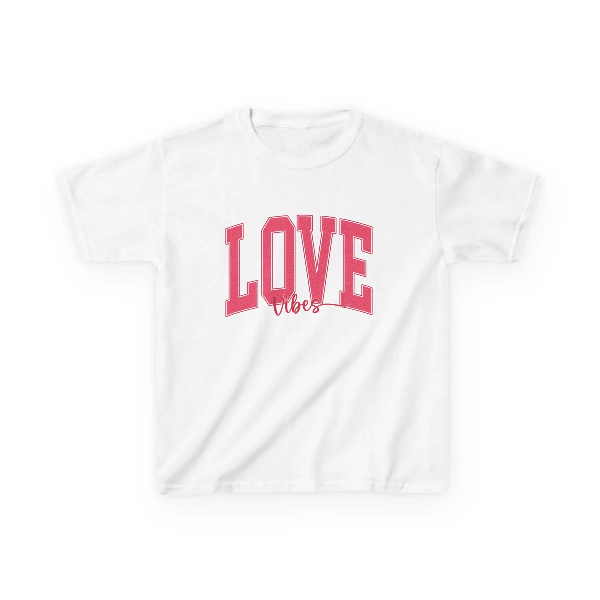 Love Vibes Kids Tee | Pink Arch Lettering