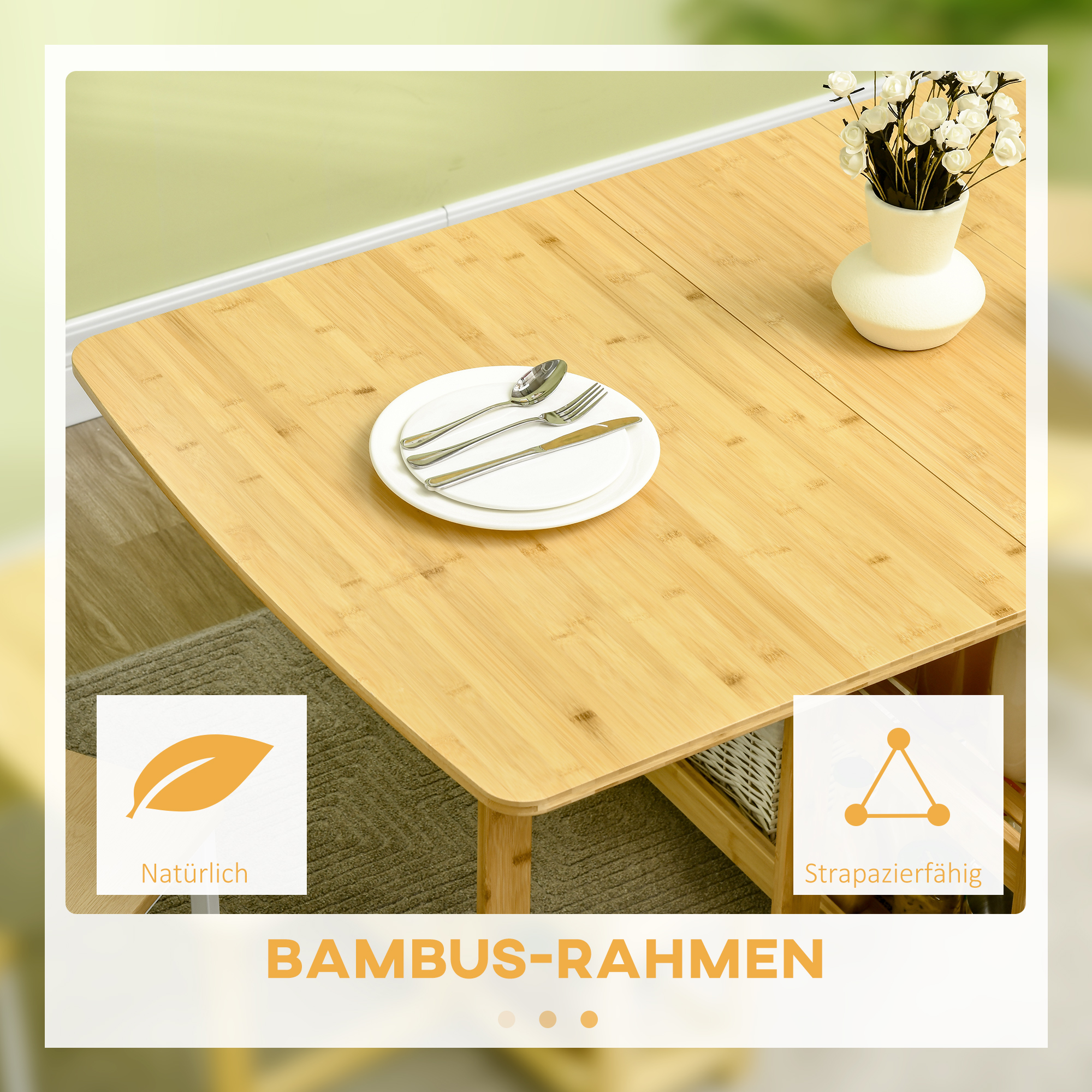 HOMCOM eettafel klaptafel met opbergvakken eetkamertafel keukentafel naturel hout