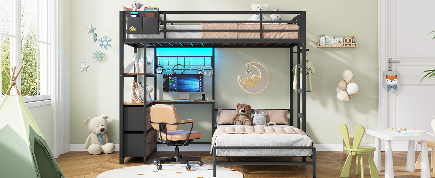bunk bed with desk