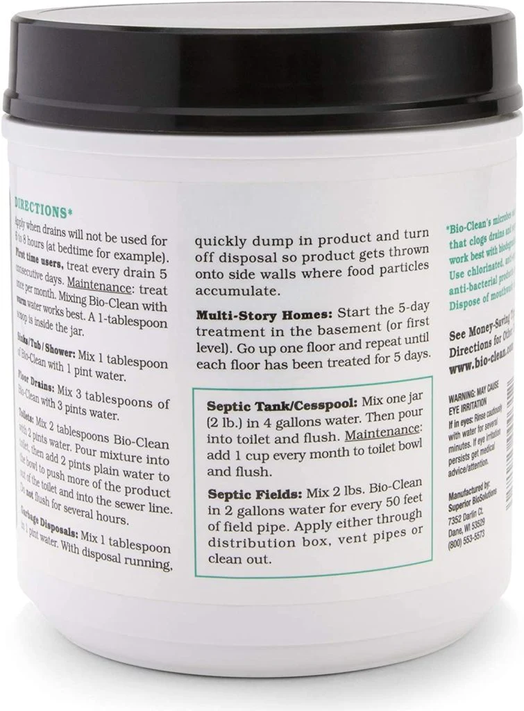 Bio-Clean natural drain cleaner, suitable for septic tanks and grease traps, environmentally friendly
