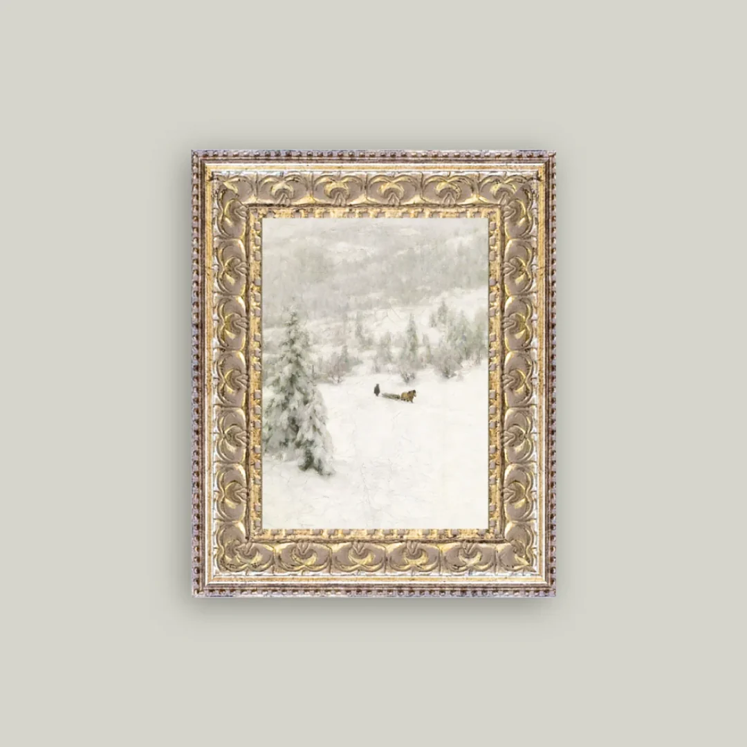 Winter Landscape Framed Antique Inspired Art