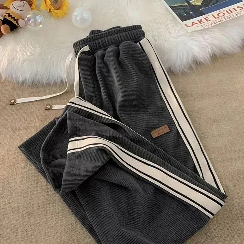 Women��s Wide-Leg Sweatpants Soft Corduroy with Fleece Lining