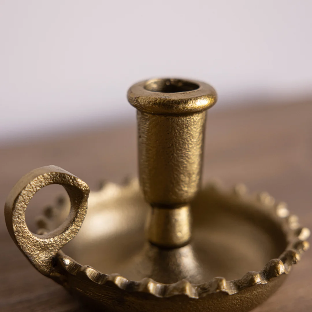 Scalloped Gold Taper Candle Holder