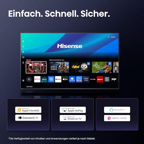 Hisense 43E7Q Televisore, 43 pollici, 4K UHD QLED, Smart TV, Game Mode Plus, Filmmaker Mode, Dolby Vision Atmos, HDR10, HLG, HDR Immersive, AI 4K Upscaler, Dolby MS12, DTS X, Controllo vocale [2025]