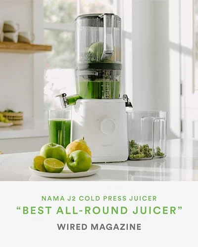 Nama J2 Cold Press Juicer �� Self Feeding for Hands Free Operation with Wide Mouth Hopper for Whole Recipe Loading, Zero Waste Masticating Juicer For More Juice, Less Pulp �� Easy Cleanup & Assembly: Home & Kitchen