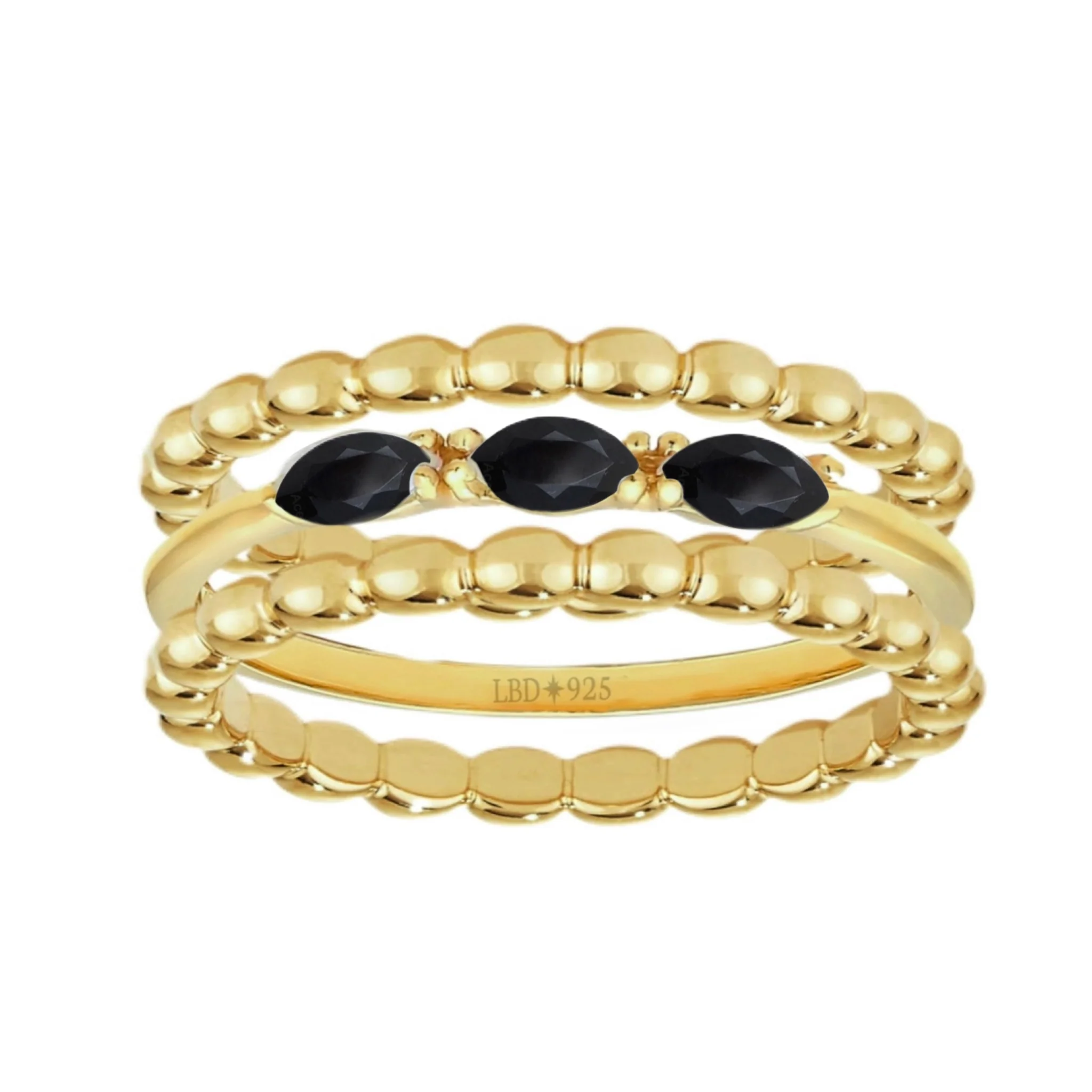 Laihas Three Of Cups Gold Onyx Ring Set