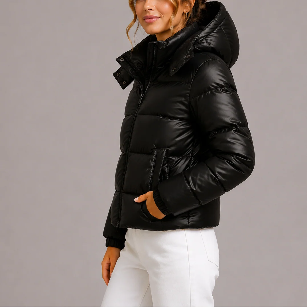 Women��s Black Quilted Puffer Jacket Lightweight Insulated Style