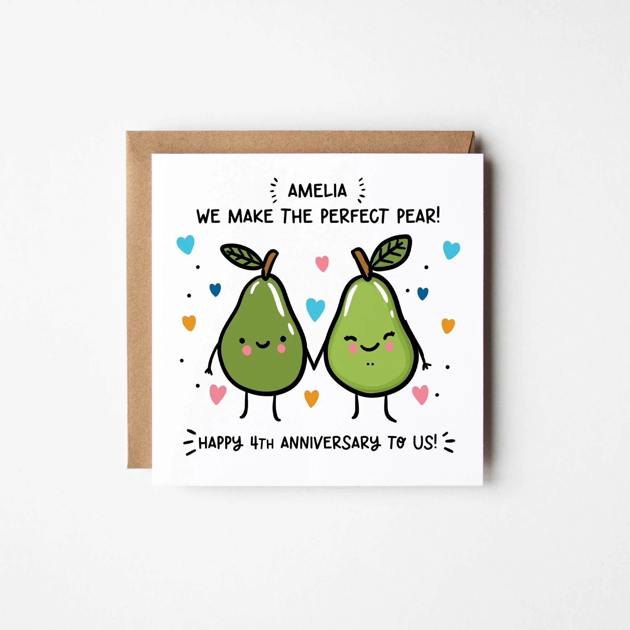 Wife 4th Anniversary Card ? Personalised Happy 4th Anniversary Wife Card ? 4th Anniversary Card For Her ? Fruit Anniversary