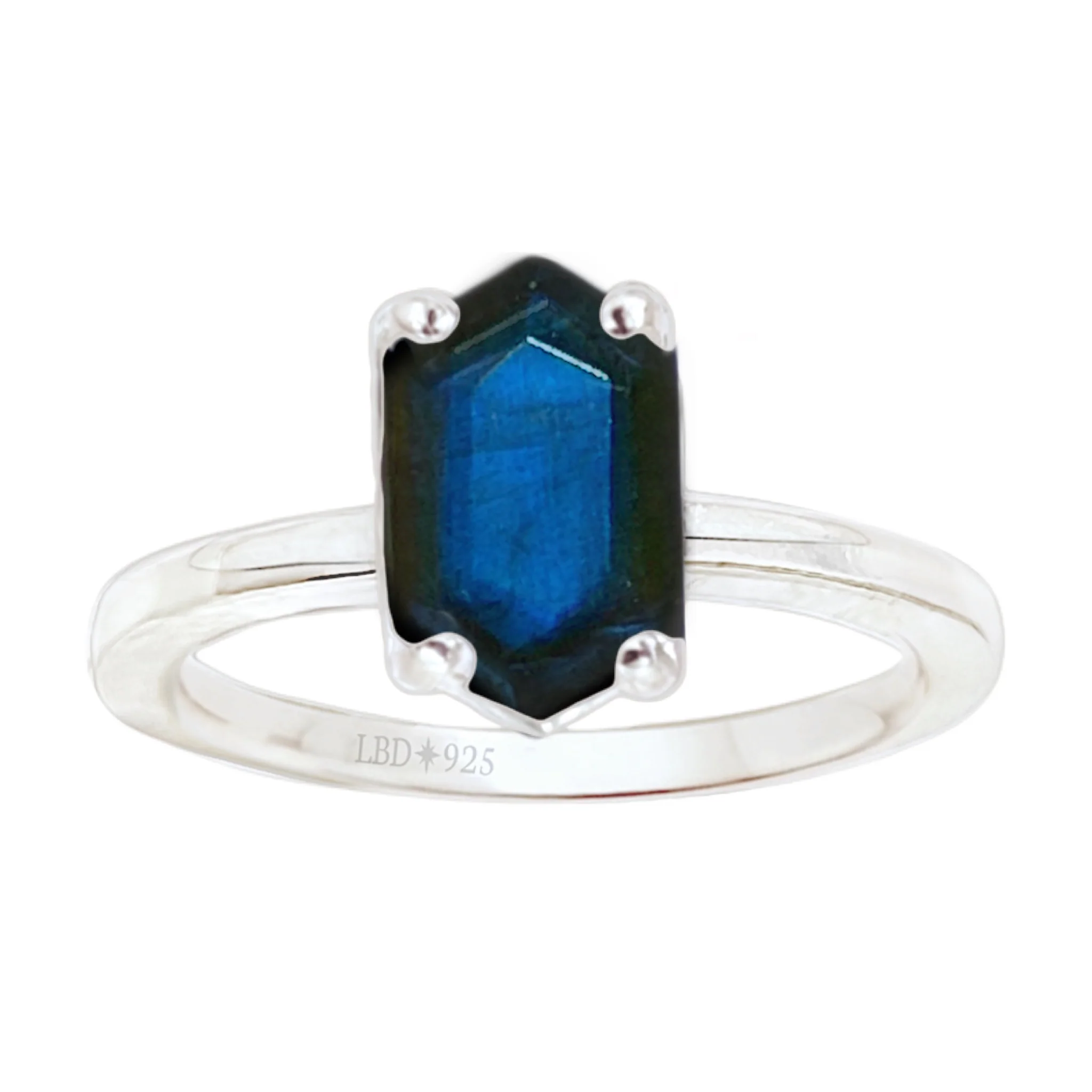 Laihas Mini Hex Crystal Labradorite Ring