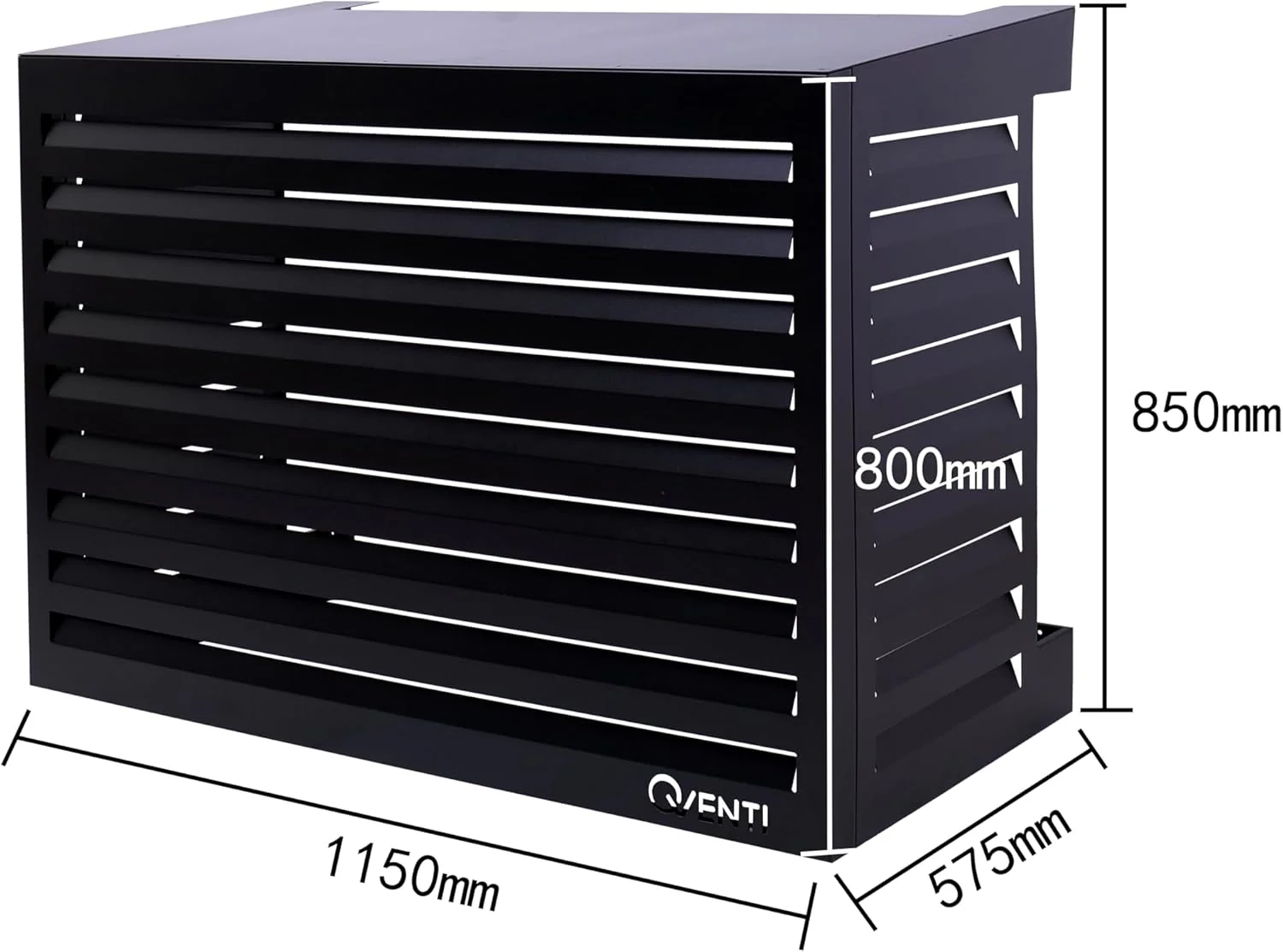 Qventi Abdeckung für Klimaanlage - Anthrazit/Grau - Aluminium - Schutzgitter - Verkleidung - Einfache Montage - Größe S - Außenmaße (LxBxH): 100 x 50 x 75 cm