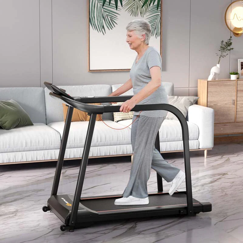 2,5 LE-s sétálópad időseknek hosszú kapaszkodóval, 136 kg teherbírással, rehabilitációs és fitneszgép otthoni használatra pulzusérzékelőkkel