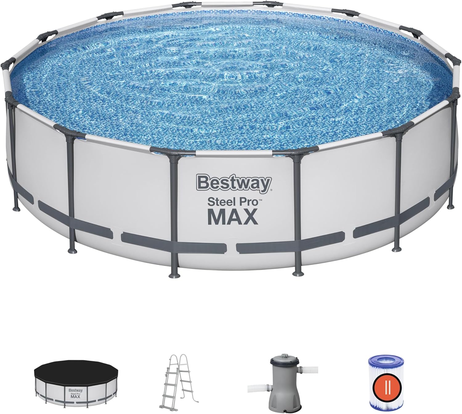 Bestway 56950-3 Set Piscina Fuori Terra Steel PRO Max Rotonda da 427x107 cm