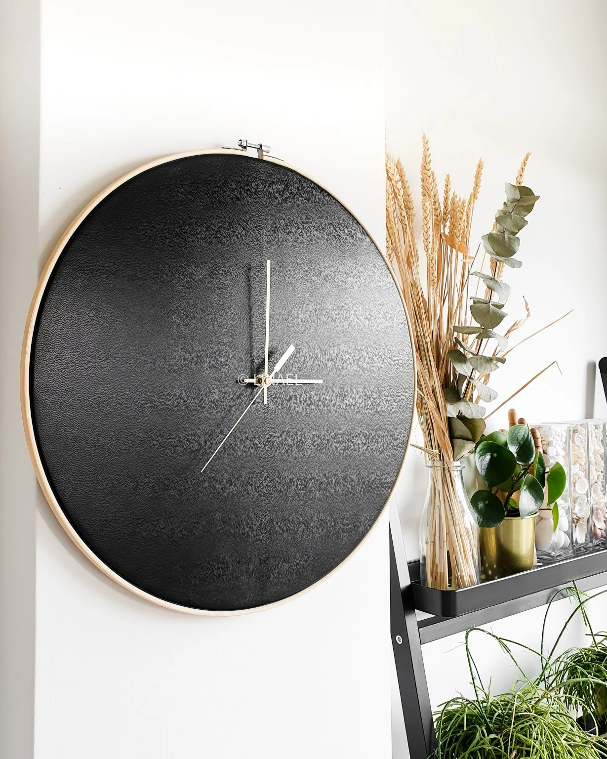 Linael Leather Wall Clock, Black