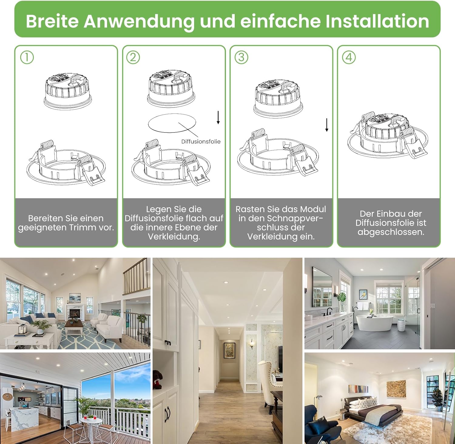 ALUSSO LED Modul Ultra Flach ø50x25mm für Einbaustrahler, 6W 540lm 230V, 3CCT Warmweiß Naturalweiß Kaltweiß Dimmbar, Ersetzt GU10 MR16 Leuchtmittel, IP44 Wasserdicht, 48er