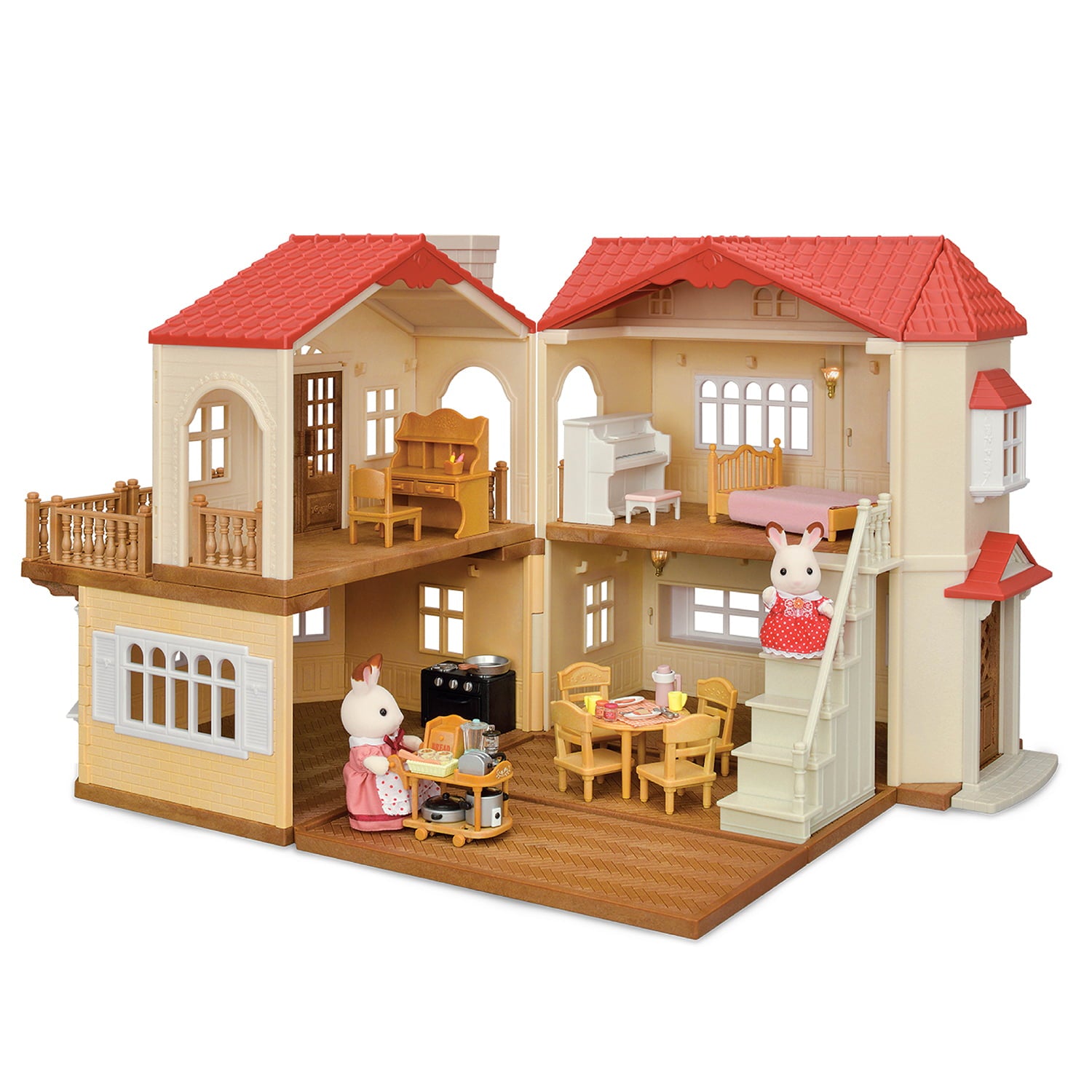2025 Calico Critters Red Roof Country Home, Dollhouse Playset with Figures, Furniture and Accessories