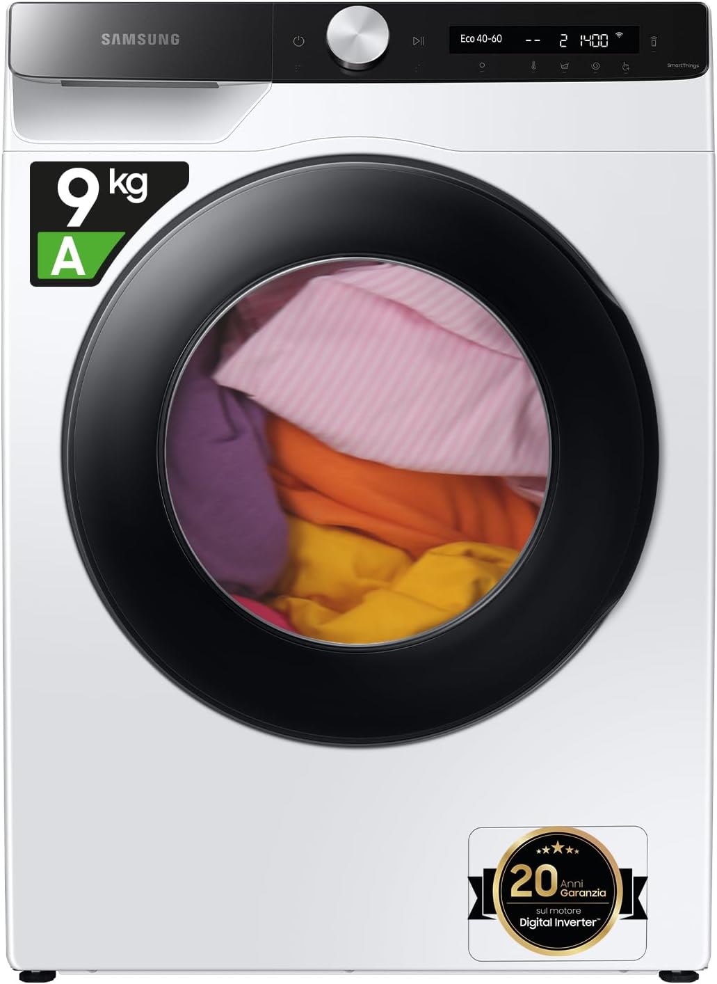 Samsung Washing machine AI control Ecodosatore WW90T534DAE/S3, Freestanding, 9 kg, 1400 RPM, Class A, Ecodosator, Steam, Front load, 60l x 85h x 55p cm