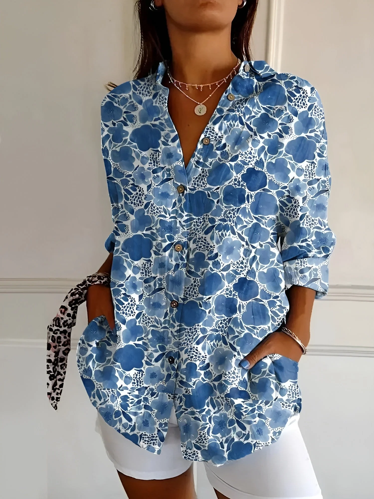 Women��s Floral Blouse Button Front Relaxed Summer Style