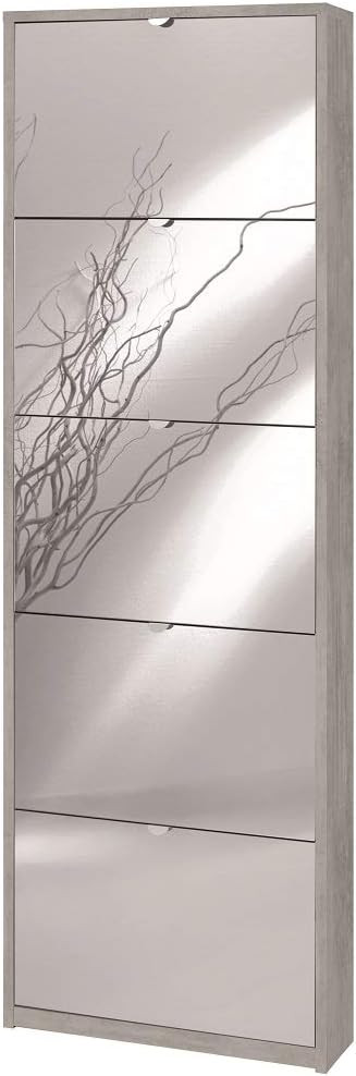Sarmog Kit SCARPIERA 5 Ante A RIBALTA Frontale con Specchio H190 L63 P18 Cm Finitura Cemento Sk555spk