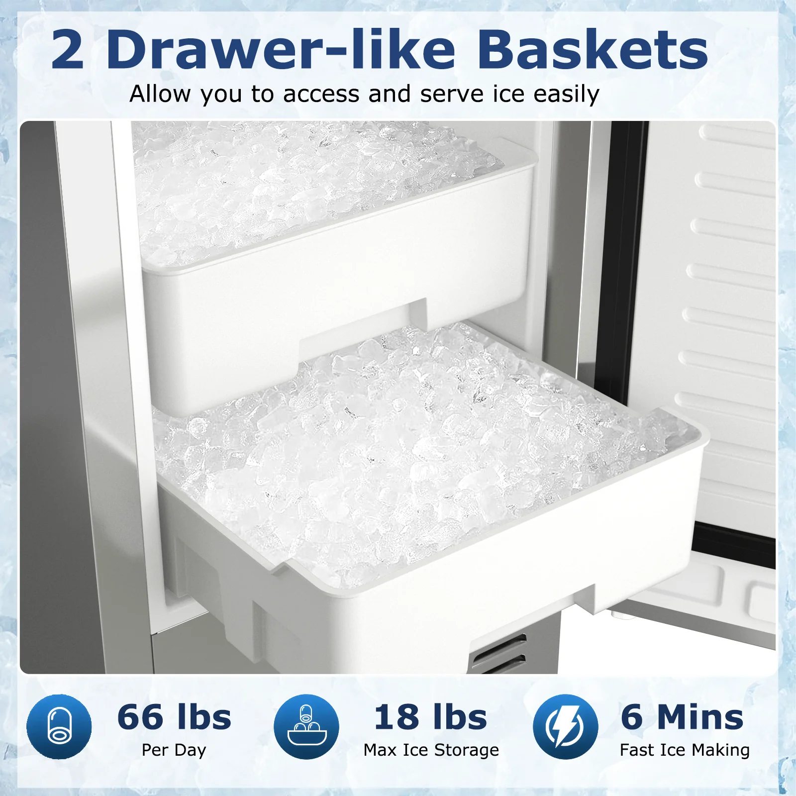 80 lbs/Day Under Counter Nugget Ice Maker, 15