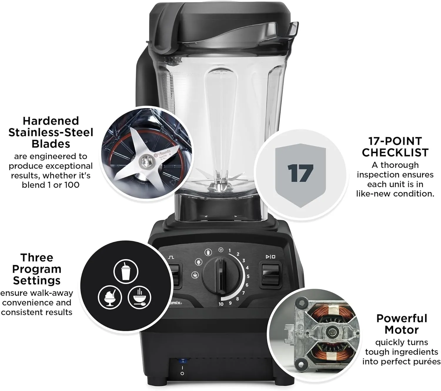 Vitamix Explorian Blender, Professional Grade, 64 oz. Low Profile Container, Black