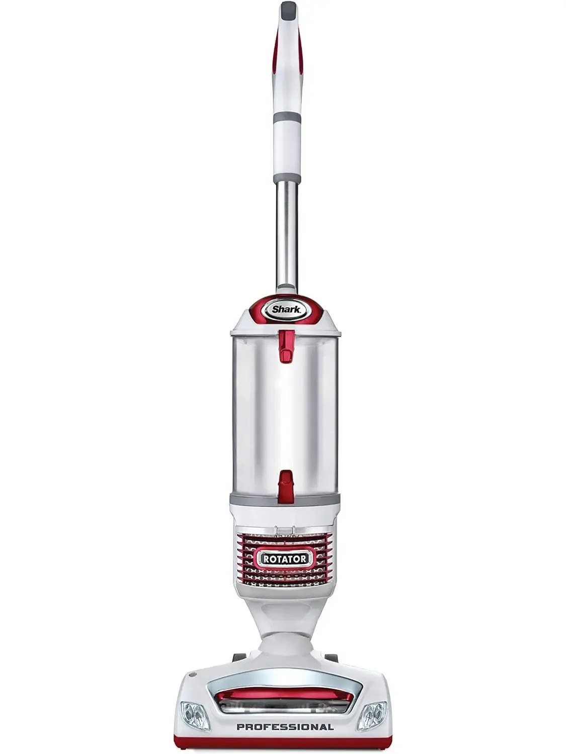 Shark NV501 Rotator Professional Lift-Away álló porszívó HEPA szűrővel, elforgatható kormányművel, LED-fényszórókkal, széles kárpittisztító fejjel, portörlő kefével és résszívó fejjel, fehér/piros, 12, 18, 14.