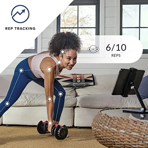 Bowflex SelectTech 552 Adjustable Dumbbells (pair), 2.3–23.8 kg, space-saving home fitness equipment