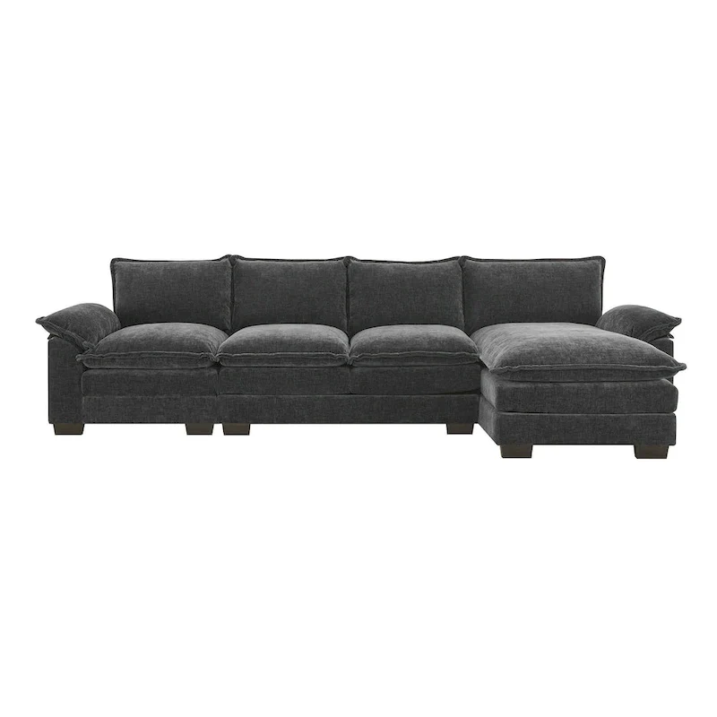 Modern 5-Seat L-Shaped Cloud Sleeper Sofa Couch with Chaise Lounge with Double Seat Cushions