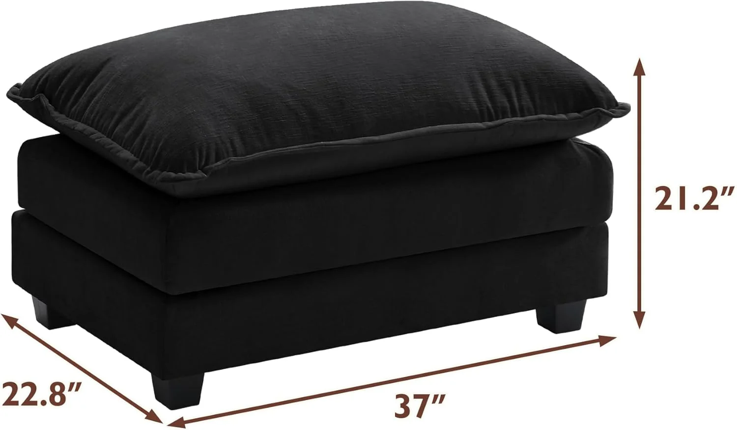 111.4 Inch L-Shaped Modern Sofa Modular Cloud Sofa Ottoman 4-Seater Chenille Deep Seat Sofa