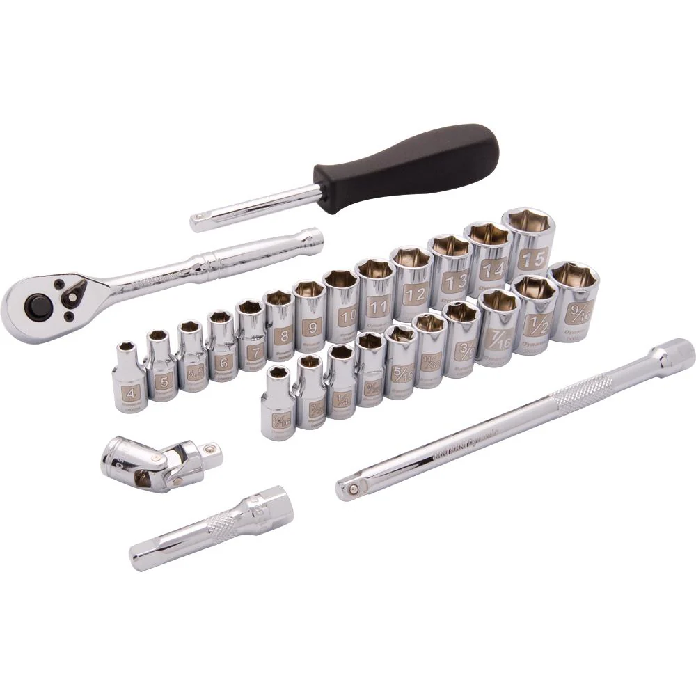 Dynamic D004004  ~  1/4 Inch Drive 28 Pc 6 Point Sae/Met Std
