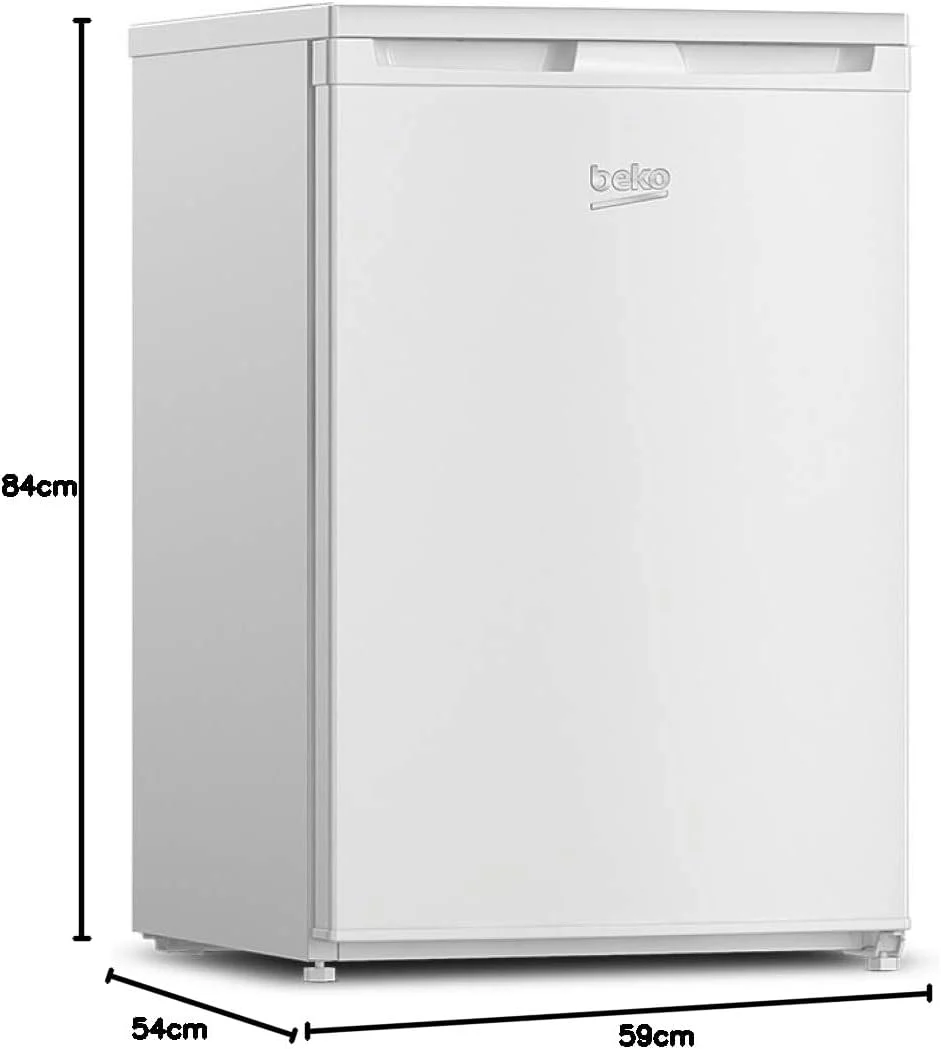 Beko TSE1424N b100 Tischkühlschrank, 128 l Gesamtrauminhalt, wechselbarer Türanschlag, gute Beleuchtung im Gerät, 37 dB, robuste Glasablagen, Weiß