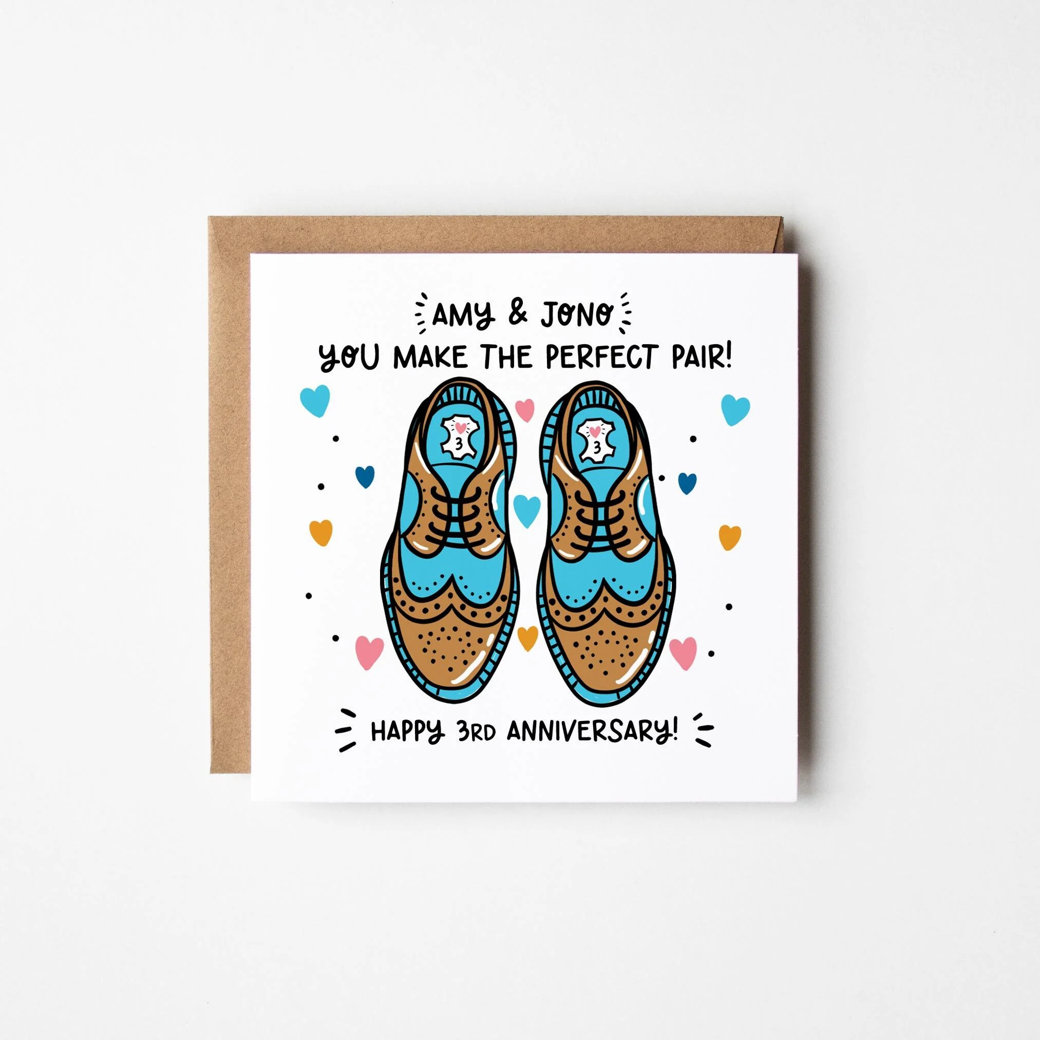 Personalised 3rd Anniversary Card: Leather Anniversary Shoes